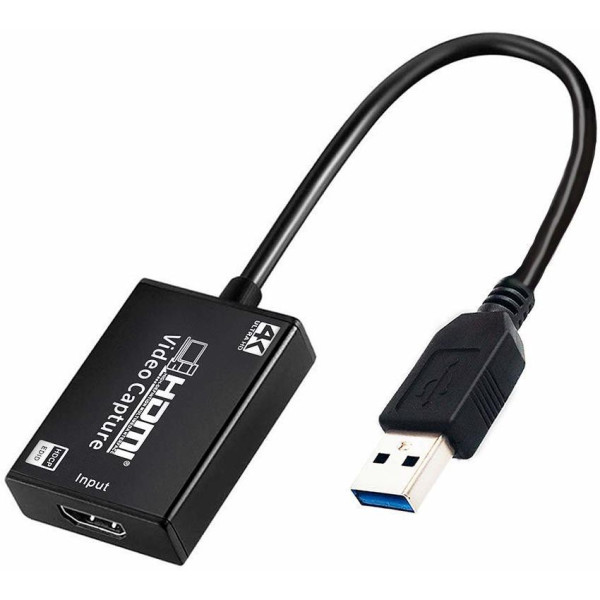 REC Trade USB 3.0 To HDMI Video capture Card USB 3.0 to HDMI Video Audio Capture Card, 4K HD Video Capture Device Compatible with Windows, Linux System for Live Streaming, Record, Gaming, Teaching, Video Conference. HDMI Connector (Black)