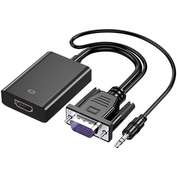 RuhZa VGA to HDMI Adapter Converter with 3.5mm Audio Output and USB Power
