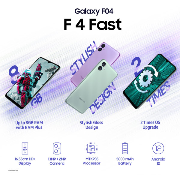 SAMSUNG Galaxy F04 (Jade Purple, 64 GB) (4 GB RAM)