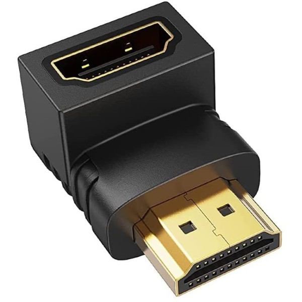 SVDK  TV-out Cable Gold Plated HDMI Male to Female Converter Connector Adapter 90 Degree L Shape (Black&Gold, For TV)