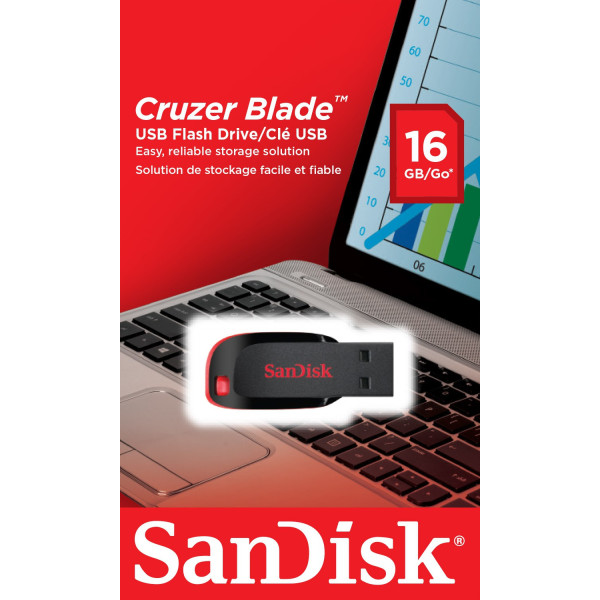 Sandisk Cruzer Blade 16 GB Utility Pendrive (Red, Black)