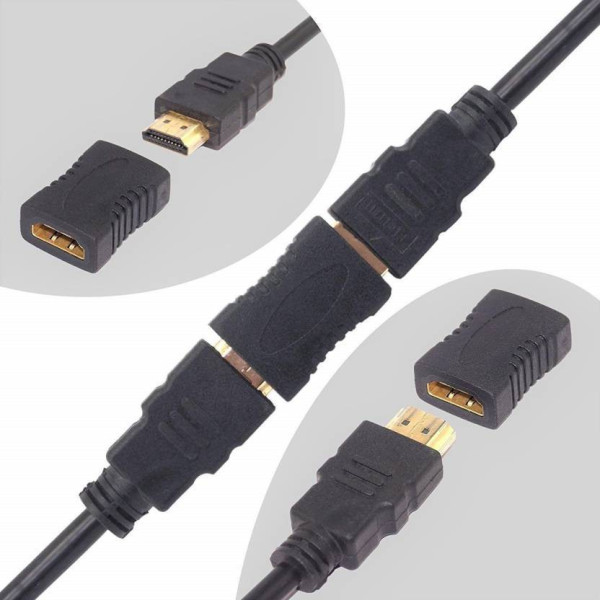 Wellteck (Pack of 4) Gold Plated HDMI Female to Female Connector (Black, Pack of 4)
