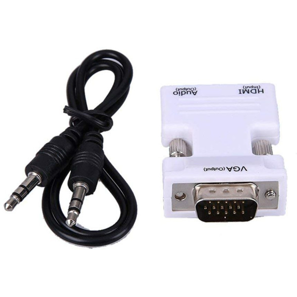 Tobo HDMI Female to VGA Male Converter 3.5mm Stereo Audio Portable Connector TD-476H  Gaming Accessory Kit (White, For PC)