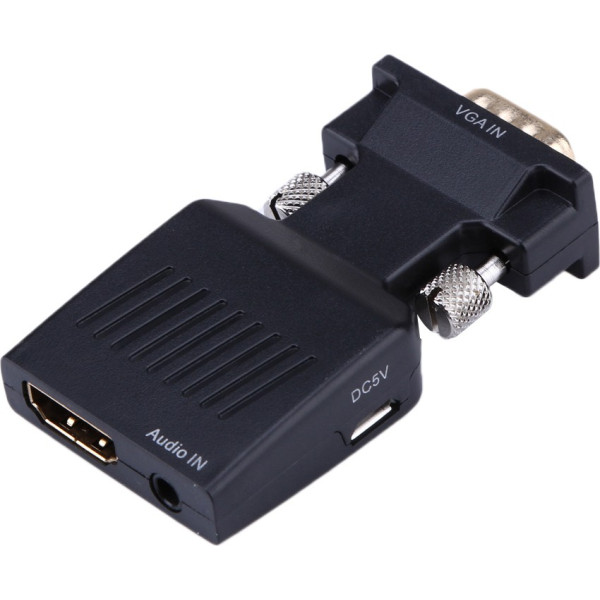 Tobo VGA Male to HDMI Female Connector with USB Power Cable Also 3.5 MM Audio Supports Media Streaming Device (Black)