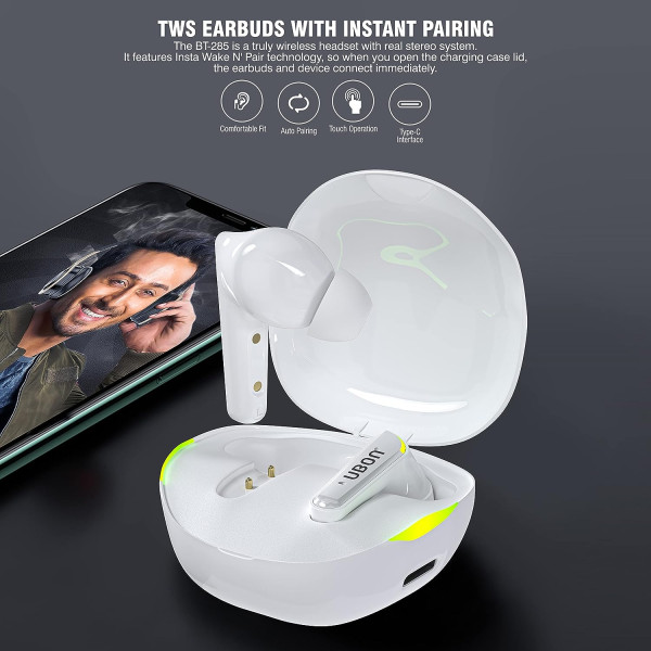 UBON Wireless Earbuds Bluetooth On Ear Headphones Air Shark BT-285 v5.0 Bluetooth Earphone Up to 20 Hours Playtime
