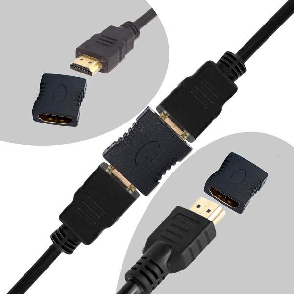 ULTRABYTES  TV-out Cable HDMI Extension Female to Female Connector 4K HDMI Extender Adapter (Pack of 2) (Black, For TV)