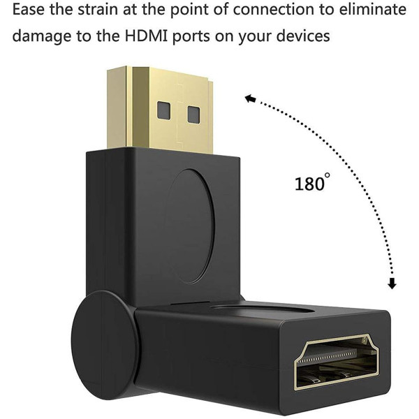 Uniqon Black Gold Plated 90-180 Degree Hdmi Male to Female Adapter, Connector, Converter Phone Converter (Android)