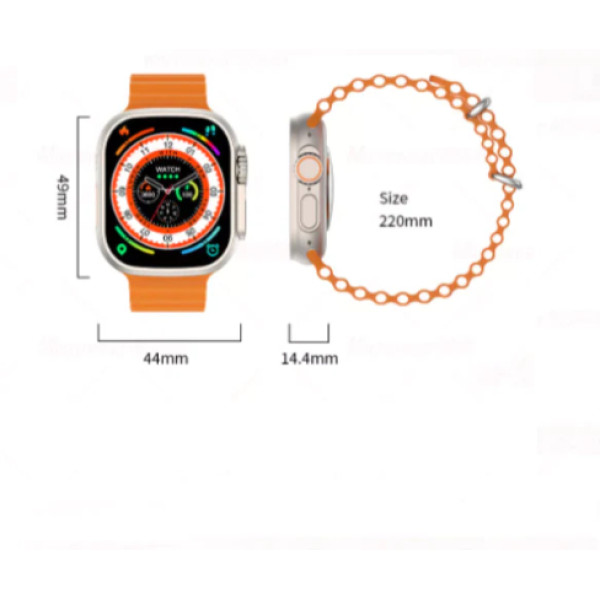 T800 ULTRA SMARTWATCH 1.9 HD DISPLAY WATCH SERIES 8 FOR MEN and WOMEN Smartwatch Orange Strap