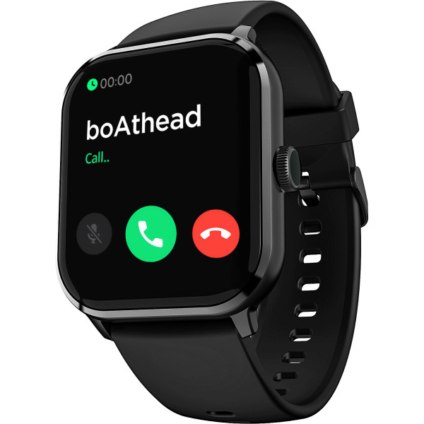 boAt Wave Infinity with 1.85" HD Screen, Functional Crown and Bluetooth Calling Smartwatch (Charcoal Black Strap, Free Size)