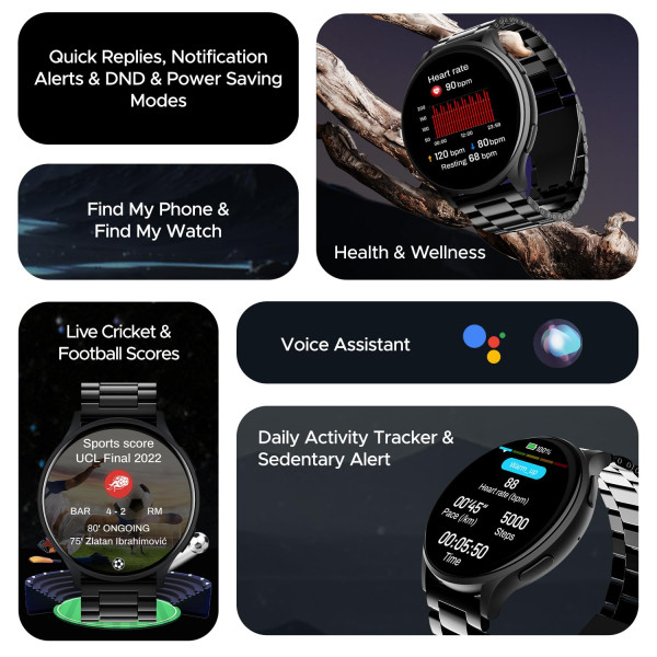 boAt Lunar Orb Smart Watch with 1.45Inch AMOLED Display BT Calling (Steal Black)