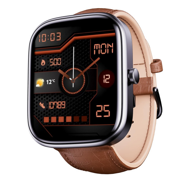 boAt Ultima Chronos Smart Watch with 1.96" AMOLED Display Advanced BT Calling (Brown Leather)