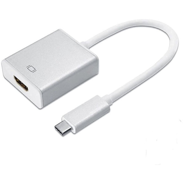 dhruvga USB 3.1 Type C (Thunderbolt 3 Compatible) to HDMI 4K Adapter Compatible with MacBook Samsung Galaxy S8-S8 Plus/Note 8, iMac, Chromebook pix Pro(DHV-ADP-0026) HDMI Connector (Silver)