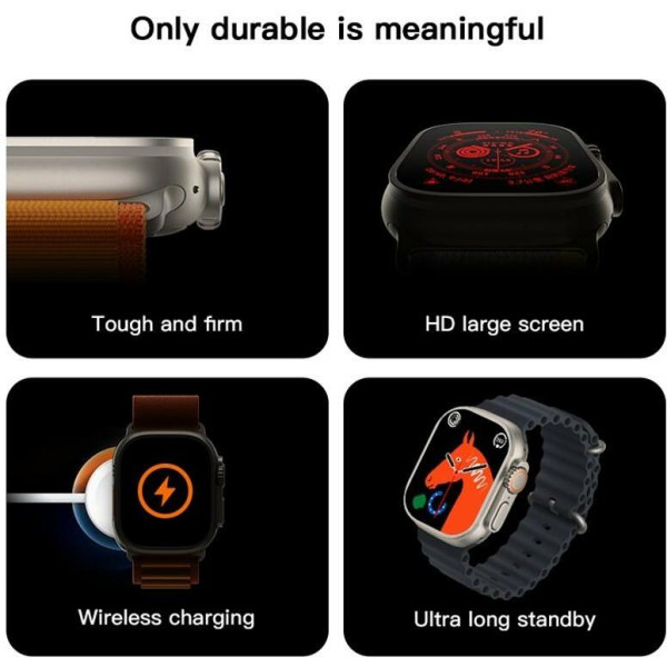 gotten PACK OF 1T800 Ultra 8 Watch Bluetooth Calling Magnetic Charging Smartwatch (Orange Strap, Free Size)