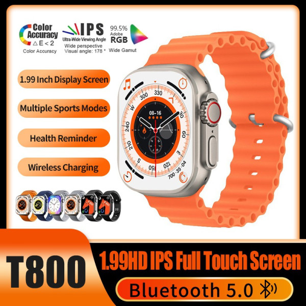 gotten T800 Ultra Series 8 Watch Bluetooth Call Fitness Bracelet Magnetic Charging G1 Smartwatch (Orange Strap, Free Size)