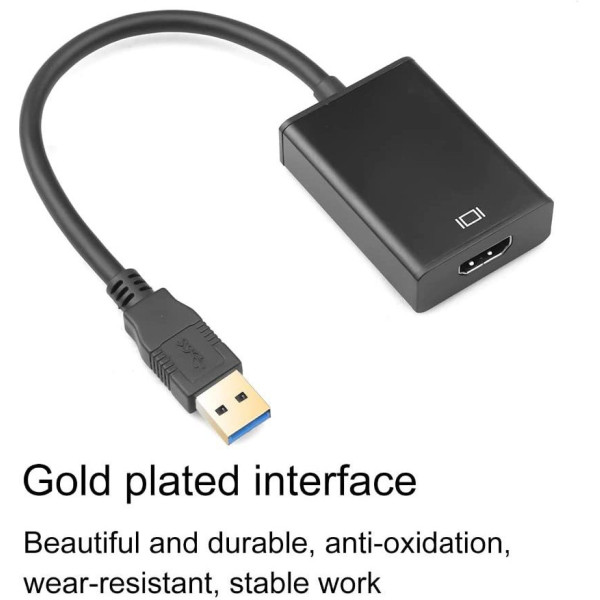 microware HDMI Adapter, Laptop Mini PC HD Monitor Smart LED TV Second Display Adapter USB 3.0 to HDMI Adapter, Laptop Mini PC HD Monitor Smart LED TV Second Display Adapter Compatible for Dell, HP, ThinkPad, Surface (Windows 7 8 10) HDMI Connector (B