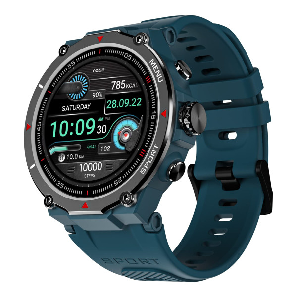 NoiseFit Force Rugged Round Dial Bluetooth Calling Smart Watch with 1.32 Inch HD screen 7 days battery Teal Green