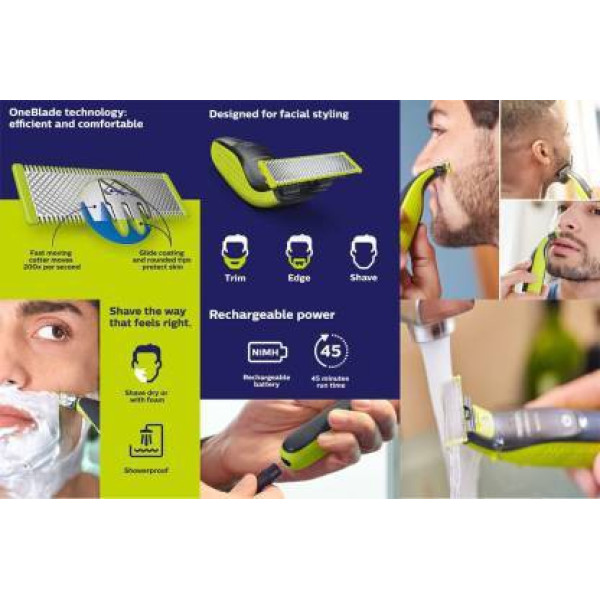 PHILIPS ONE BLADE SHAAVER AND TRIMMER 3 IN 1 Runtime 45 Minute 
