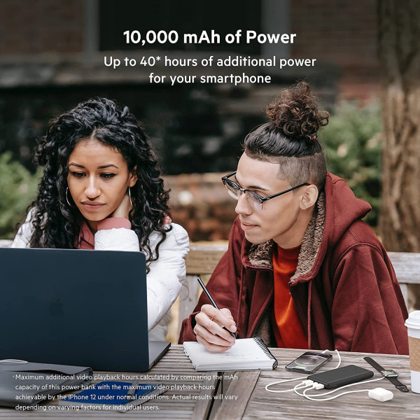 Belkin 10000 MAh Slim Power Bank With 1 USB-C And 2 USB-A Ports To Charge 3 Devices Simultaneously With Up To 15W