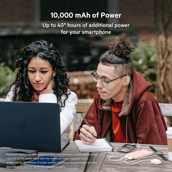 Belkin 10000 MAh Slim Power Bank With 1 USB-C And 2 USB-A Ports To Charge 3 Devices Simultaneously With Up To 15W