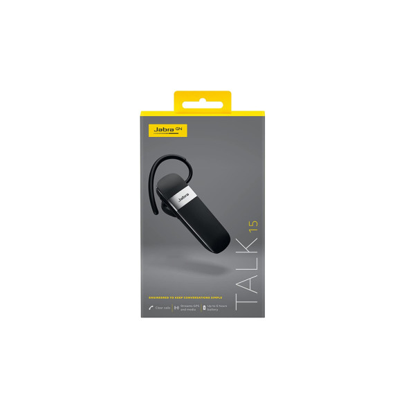 Jabra Talk 15 Bluetooth Headset  (Black, In the Ear)