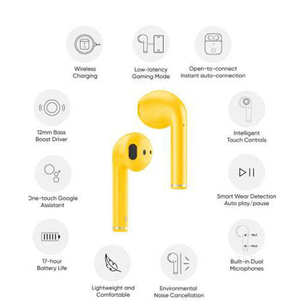 Realme Buds Air Bluetooth Headset with Mic(Yellow)