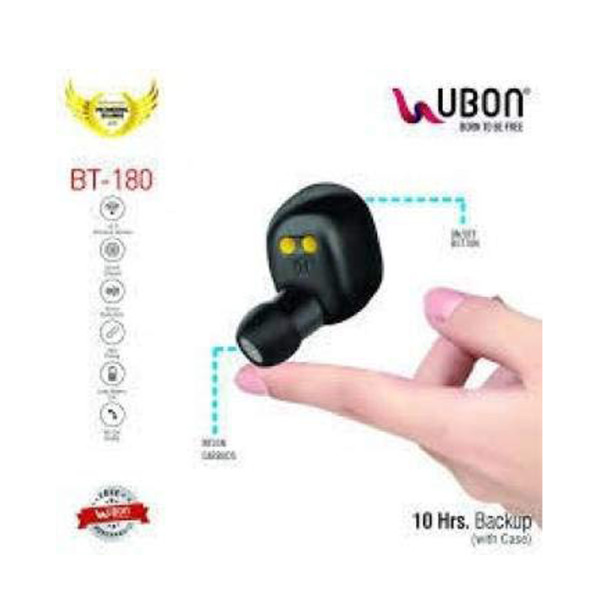 Ubon BT-180 Bluetooth Headset with Mic (Black, In the Ear) Ubon