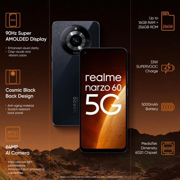 realme Narzo 60 5g (Cosmic Black, 256 GB) (8 GB RAM)