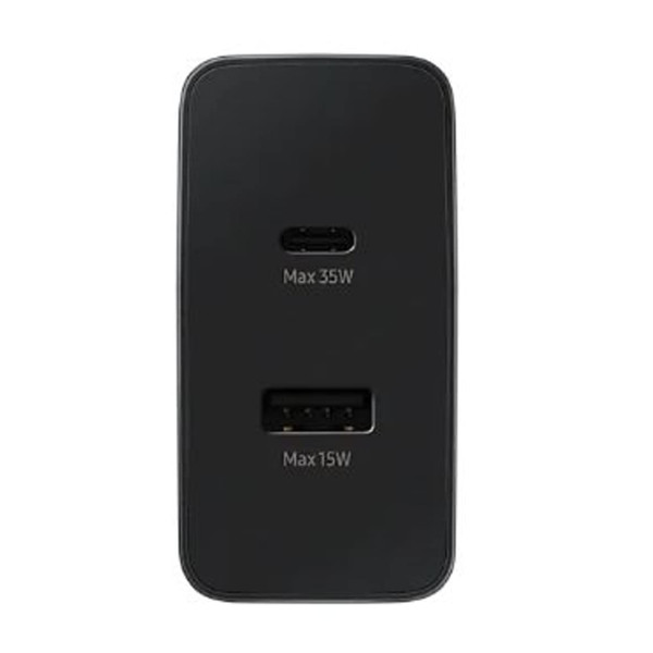 Samsung Original 35W Dual Port Type-C USB-A Fast Charger (Cable not Included) Black