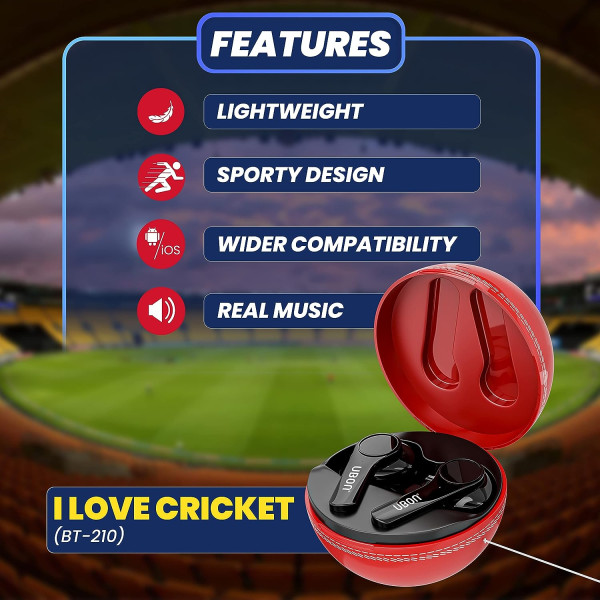 UBON BT-210 True Wireless Earbuds with Upto 20 Hours Playtime Cricket Series Bluetooth Earphone-Black