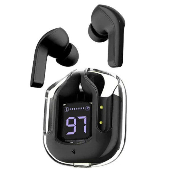 Wellteck Bluetooth Ultrapods Earbuds with Display Transparent Design 30 Hrs Playtime 