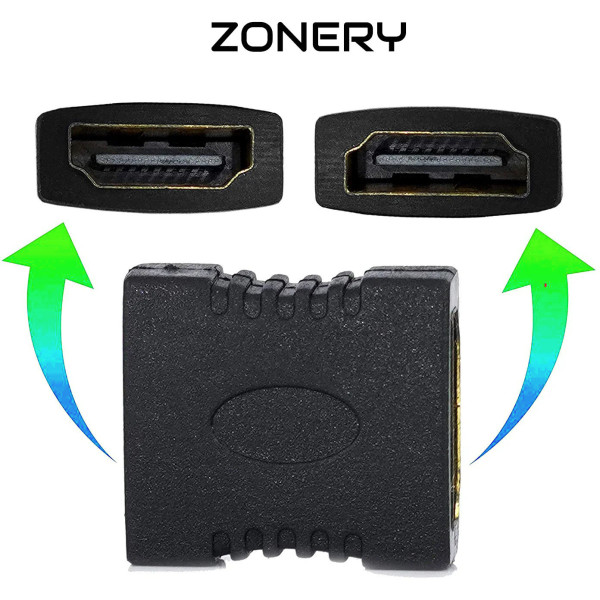 zonery  TV-out Cable 2 PACK Female to Female HDMI Extension Connector 4K HDMI Extender Adapter (Black, For TV)